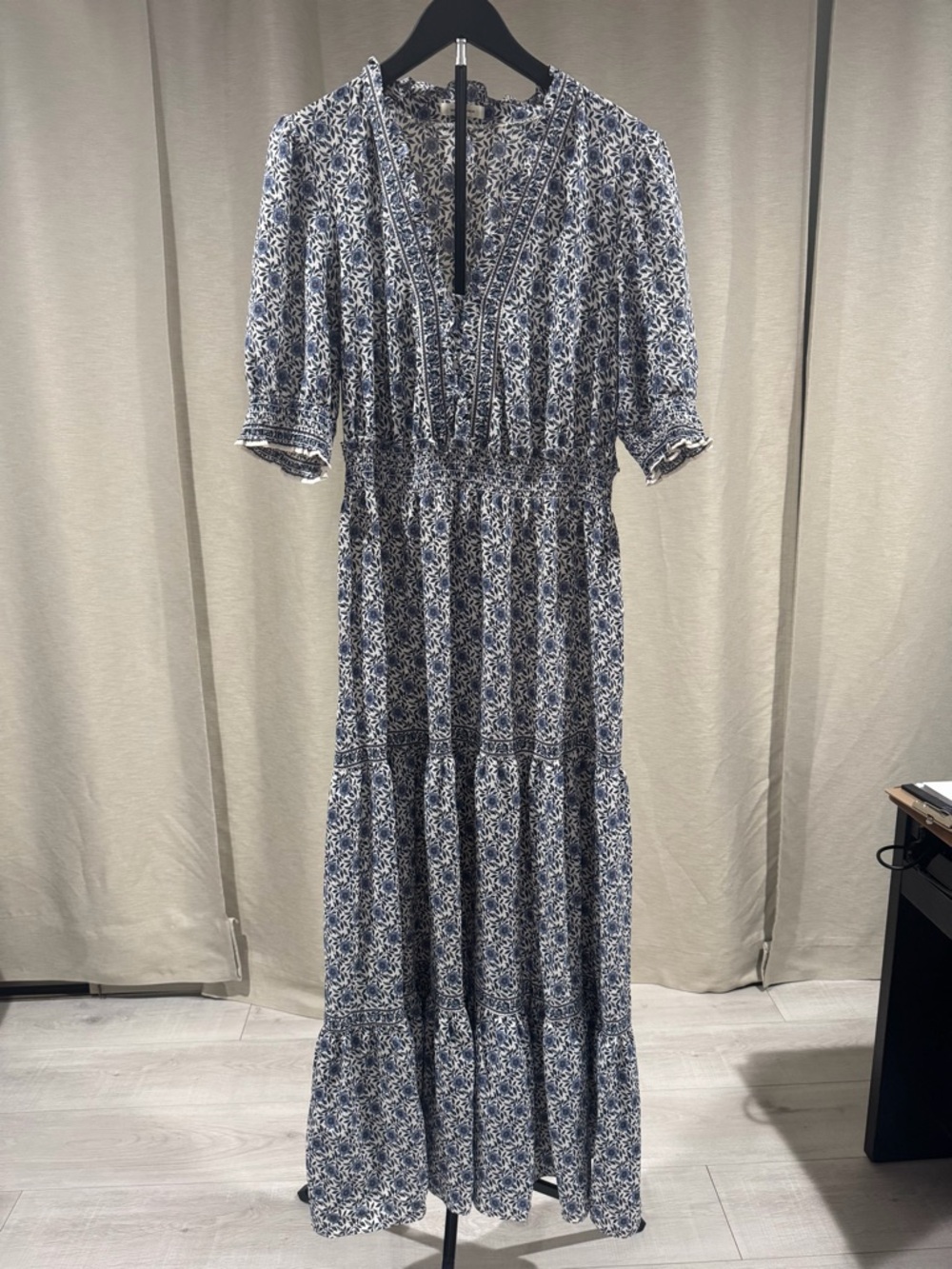 Max Studio Blue and White Floral Maxi Dress